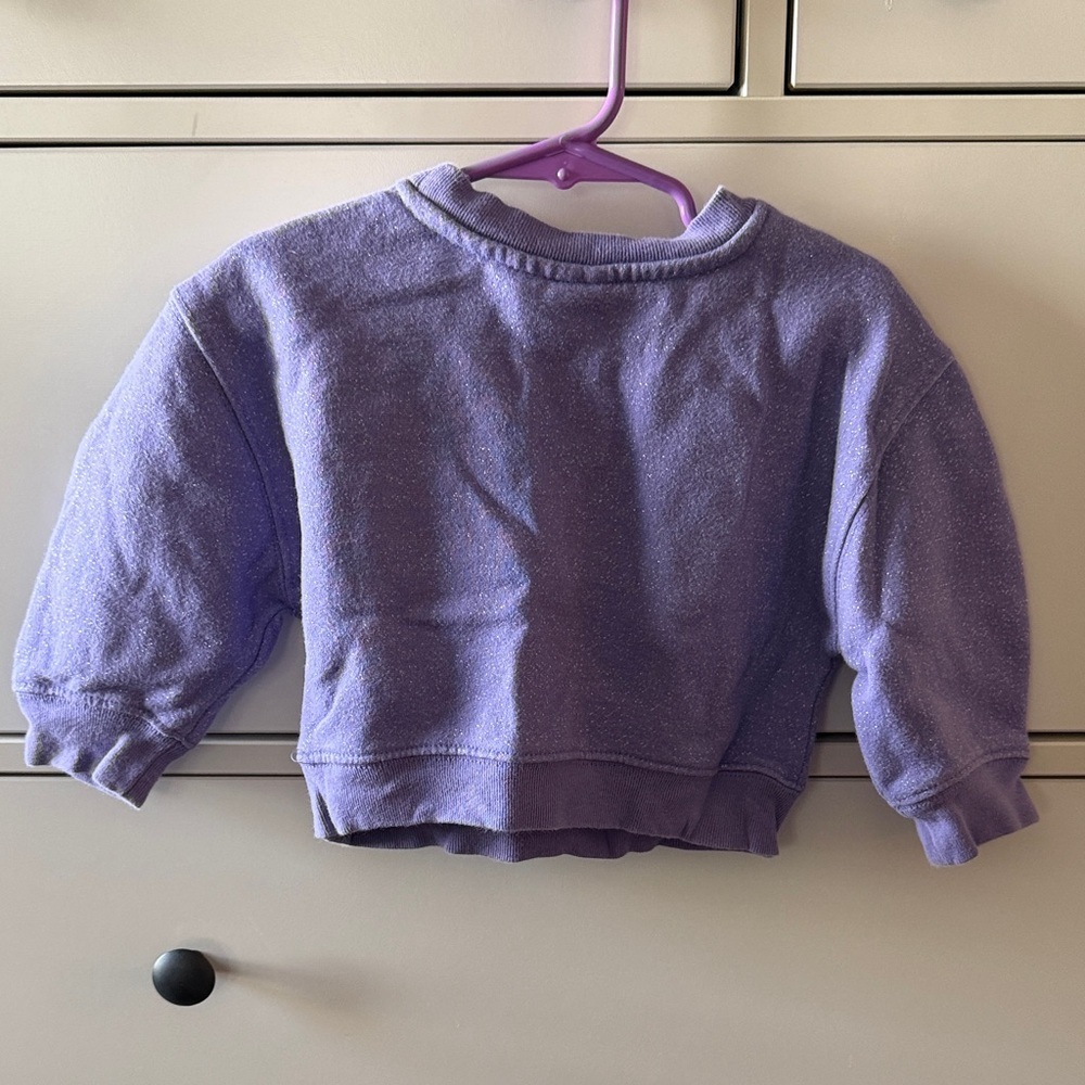 Disney Lavender Glitter Kids Cropped Sweatshirt - Picture 3 of 5